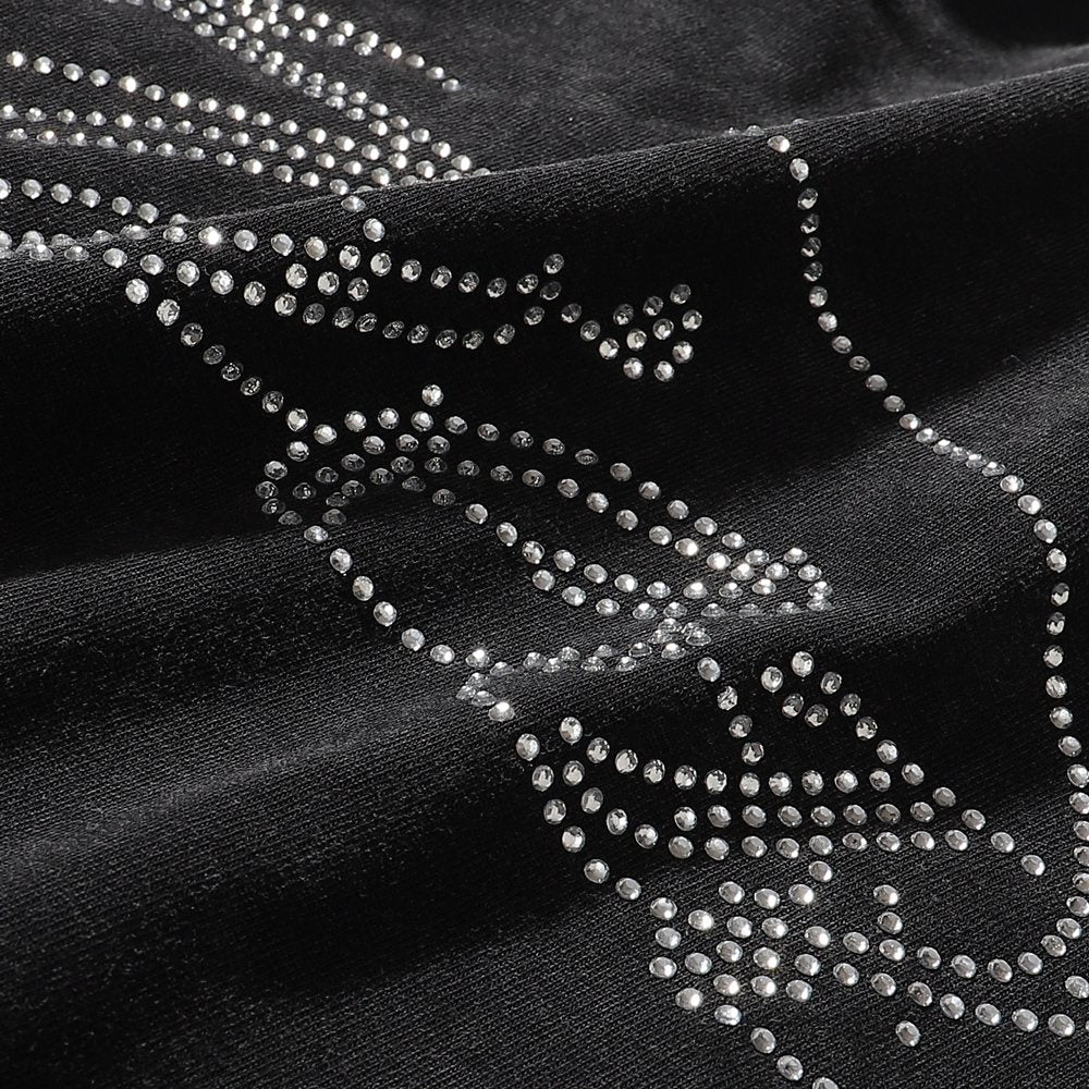 MAJESTIK Bulldog Football Rhinestone Cropped T-Shirt
