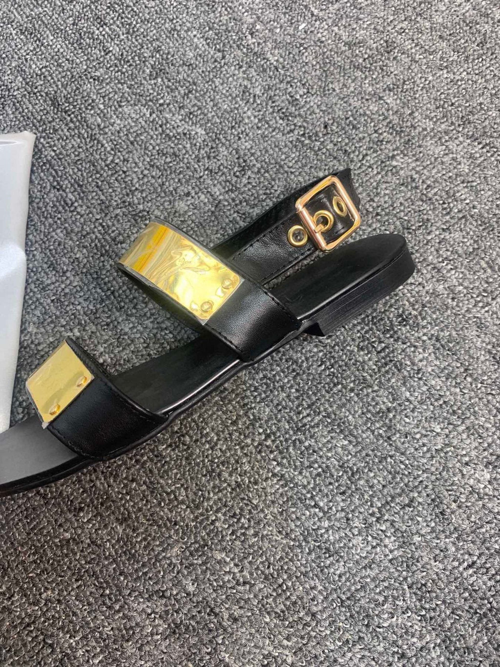 Giuseppe Zanotti Men's Black Gold-Tone Open-Toe Sandals